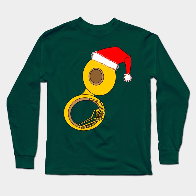 Santa Hat Tuba Long Sleeve T-Shirt by Barthol Graphics